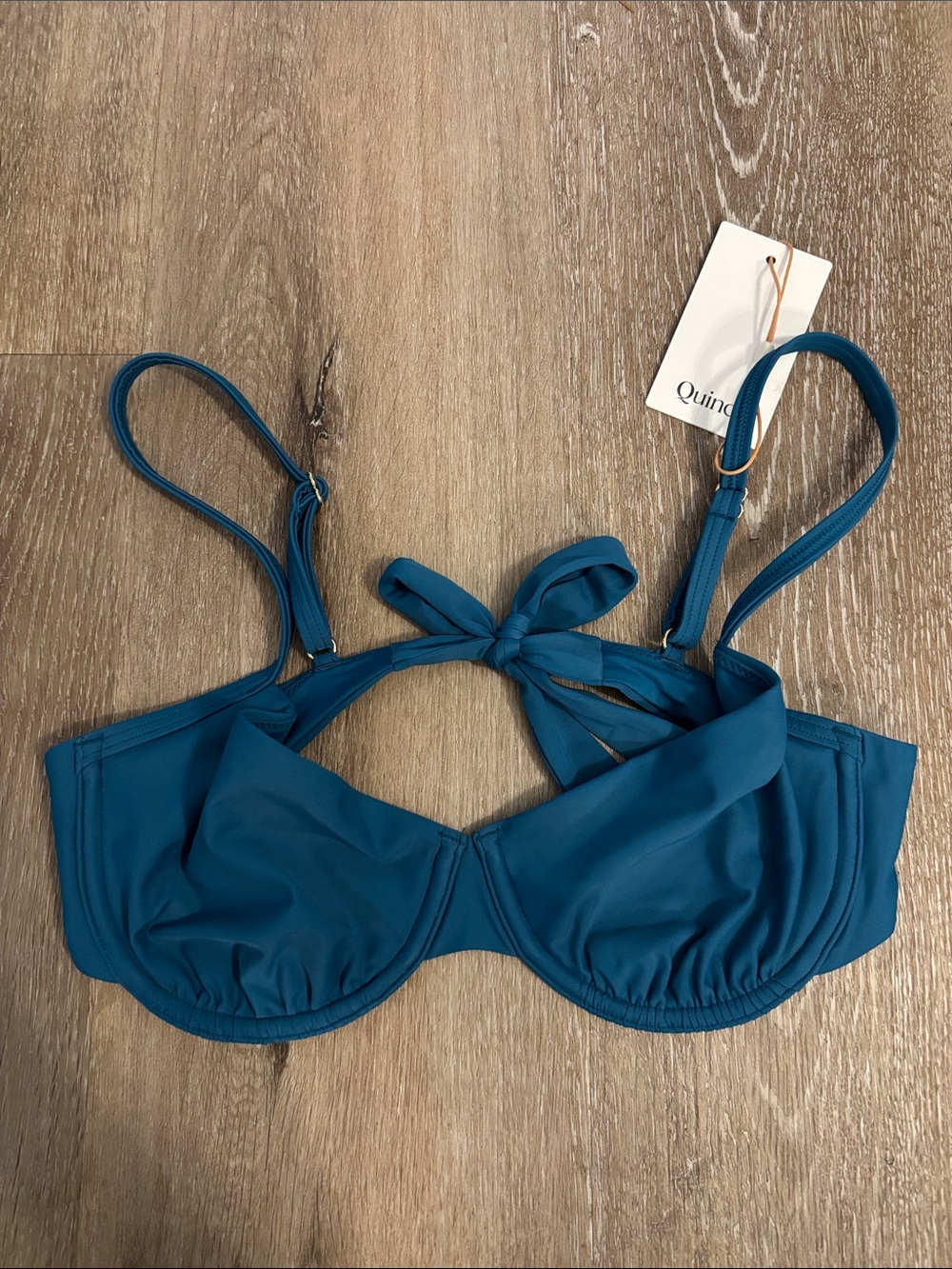 Quince Lagoon Teal Blue Italian Demi Bikini Top